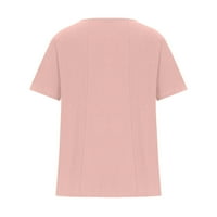 ZODGGGU pamučne majice za žene za žene štednja vintage Trendy kratki rukav ženski vrhovi cvjetni ispis bluza Ljetna modna košulja posade plus veličina Ležerne prilike ružičastog 8