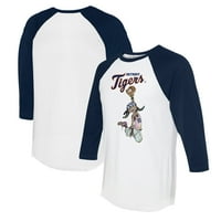 Ženska malena kaučje bijela mornarica Detroit Tigers Jada 3 4-rukav majica Raglan