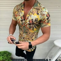 Farfi Men Moderan kratki rukav Okrećite košulje za bluzu za bluzu za bluzu od cvjetnog zatvarača