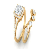 Set za vjenčani prsten sa certificiranim Moissine za žene - Carat - D-VS kvalitet, 14k žuto zlato, SAD 6,00