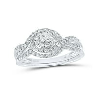 14kt bijelo zlato okruglo Diamond Swirl Halo Bridal vjenčani prsten set CTTW