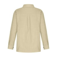 Košulje s dugim rukavima za žene vruće prodaje Ženske čvrste boje V izrez Labava bluza Longt rukave Ležerne prilike na vrhu tunike s džepom