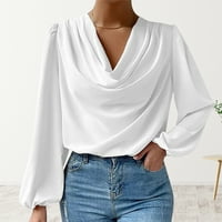 Ženski odobrenje ispod $ ženska nova košulja dugih rukava i američkog šifona labava srušena V-izrez The The White XL W8480