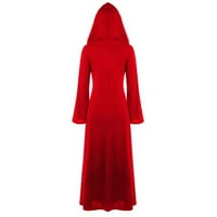 Žene srednjovjekovne haljine Gothic Dugi rukav Vintage Court Ball Party haljina podne duljine Cosplay renesansna haljina s haubom crvene s