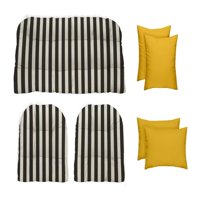 Décor unutarnji vanjski tufted pletiv jastuk + jastuci, standardni, crno-bijeli pruga + žuta