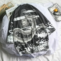 GUVPEV FASHION MUŠKI KIMONO CARDIGAN SHIrts košulja za tiskanu majicu - crna m