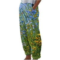 Posteljine pantalone plus veličina Žene Ljetne modne vučne kaznene hlače od solidne elastične struke sa džepom do 65% popusta