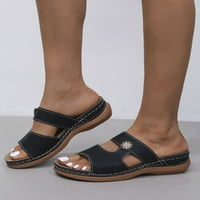 Woobling dama slajdes na papuče Boho klin sandale nepušačke platforme cipele ljetne i vanjske crne 8.5