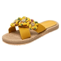DMQupv Womens Flip Flop Sandale Papuče Cvjetni papučići na plaži Slip na modnim papučama STAN OTVORENO Vruće sandale cipele za žene Sandal Yellow 10