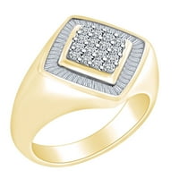 Očev dan poklon karat Round & baguette oblik bijeli ručni ručni dijamantski zaručni prsten u 14K čvrstog žutog zlatnog prstena veličine-10