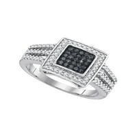 Jewels 10kt Bijelo zlato Žene okrugli crni boja Poboljšani dijamantski kvadratni okvir Klaster prsten CTTW