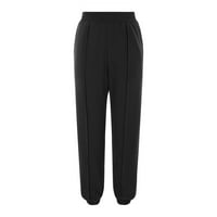 Ženske sportske hlače labave ležerne sa visokim stručnim kolupovima za vježbanje za vježbanje dno trčanje bager-salon dno hlače sa džepovima crna xxl