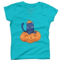 Halloween Cat u bundevoj djevojkama ljubičasta grafička grafika - dizajn ljudi XL