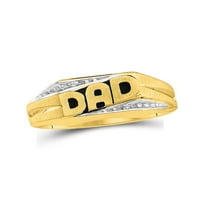 10KT Žuto zlato mens okrugli dijamantski tata Otac prsten. CTTW
