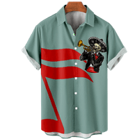 Fuladture Hawaiian majica za muškarce Boys Cinco de Mayo Skull s kratkim rukavima na majica na havajsku košulju Summer Beachhing Hhirts Poklon za muža dečka