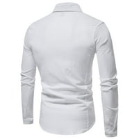 Wendunid majice za muškarce muške ležerne košulje s dugim rukavima polovina natkrivena dugme natkriveni nagib bijeli