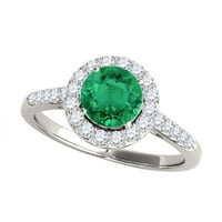 Mauli dragulji za angažovanje prstenova za žene 1. Carat Halo Emerald i dijamantski angažman prsten za uključivanje u prsten 14k bijelo zlato