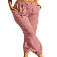 Grianlook dame dna visokog struka hlače snop pantalone za salonu za noge ravne noge za žene casual solid boja baggy loungewear ružičasta 2xl