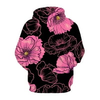 Symoidne dukseve za muškarce - modni casual 3D digitalni ispisani pulover s dugim rukavima bluza za vrat crna xxl