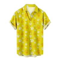 Uorcsa Top bluza džep cvjetni ispisani rever plaža Bluousy casual tipke Popularni odmor ljeto kratki rukav muns majica žuta