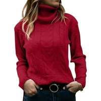 Dukseri pulover za žene Zimska jesen modna solidna kornjača KNITWEAR RETRO Ležerne vrhove pleteni džemper