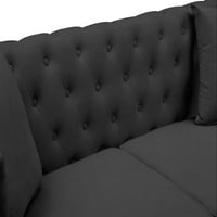 Sportaza New Crno dugme Sofa Chenille Tkanina Dnevna soba Trosokosočno kauč sa dva jastuka
