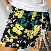 Lu's Chic ženske ljetne cašice cvjetne tiskane kratke hlače džepni dnevni boravak Mid Rijekovni elastični struk za crtanje uzora