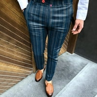 Xinqinghao Lounge Hlače Muška povremena prugasta ispis mršave olovke hlače sa pantalone hlače elastične struke hlače hlače plave s