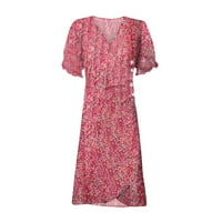 Žene ljetne haljine za žene Ležerne prilike datuse cvjetni maxi v-izrez maxi rukavac bez rukava 3xl