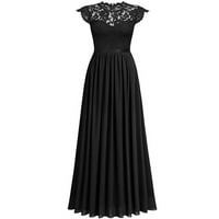 Huaai Flowy Haljine za žene Solid Boja Ljetna haljina posada modna haljina s kratkim rukavima crna m