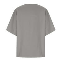 Dugme dolje košulje za žene tiskane tipke Ljeto Željenja vrhova odjeća za čišćenje $ 5. Plus veličina siva 18