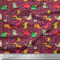 SIMOI CREPE svilena tkanina cvjetna i dinosaur crtani garniturni tkaninski dvorište širom