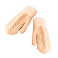 Par ženske rukavice kontrastne boje pletene ugodne plišane vanjske zimske mittene rubljenje