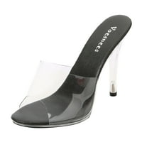 Katalemske modne žene visoke potpetice prozirne sandale casual cipele kline pete za žene sandale crne 8