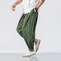 ECQKAME muškarci harem hlače čišćenje muške modne casual labave čvrste boje harem hlača široke noge elastične hlače zelene m