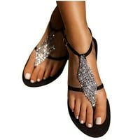 Modne sandale za žene Ljetne sandale ravne otvorene nožne cipele od rinestone Comfy casual plaže cipele
