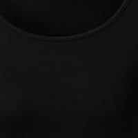 Puntoco Plus veličina dugih rukava s dugim rukavima slim o-izrez dugih rukava majica majica bluza crna 8