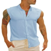 Muški modno dugme dolje za muškarce Torberne FIT Ljetne košulje Solid Color Street Stand Up Crt Obična
