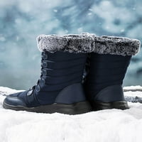 Daeful Womens Srednja teletska prtljažnica čipkani zimske cipele tople obloge plišane snežne čizme na otvorenom ležerni klizanje otporni na krug nožni prstiju plavi 8