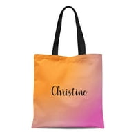 Platno tota torba Orange personalizirajte šareni monogram Naziv skripte Tekst Dječje ružičaste torbe za ponovnu upotrebu ramena Trgovinske vrećice