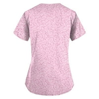 Umitay ženski cvjetni ispis kratkih rukava V-izrez V-izrez Radna uniforma džepna bluza