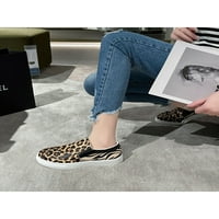 Oucaili Ženske natikače kliznu na casual cipela okrugla tenisicama Udobni neklizaji stanovi Dame Skate Cipele Yellow Leopard Print 8