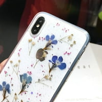 iPhone futrola, mekani jasni fleksibilni gumeni prešani suhi pravi cvjetovi Case Girls Glitter cvjetni poklopac za iPhone X XS