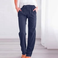 Široke pantalone za noge elastične strugove za žene za žene sa džepovima čistog kotloškog crteža Comfy Lounge Pajamas joga pantalona