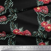 Soimoi Crna Rayon tkanina od lišća i božur cvjetni ispis tkanine uz dvorište široko