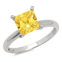 CT briljantna princeza Clear Simulirani dijamant 18k bijeli zlatni pasijans prsten sz 7.25