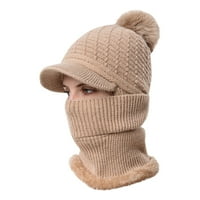 Novi šešir, bib, jednodijelni šešir, zima topla biciklistička vuna, vanjska šešir za zaštitu uha, jednodijelni pleteni kapu Khaki