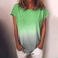 Ženska majica Ljetne majice kratkih rukava Ležerne prilike O-izrez Boja gradijent Loose Basic Tops Ležerne bluze, zeleno