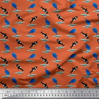 SOIMOI poliester Crepe tkanini valovi, kitove i delfin Ocean Ispis tkanina od dvorišta široko