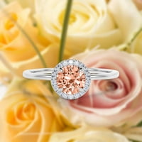 Bajka minimalistički 1. karatni ručni rez morgatit i dijamantni morska zaručnički prsten, klasični halo vjenčani prsten u 10k čvrsto bijelo zlato, poklon za nju, obećavaju prsten, obljetni poklon
